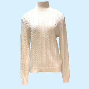 Izod sz L cream colored cable knit crewneck sweater NWT